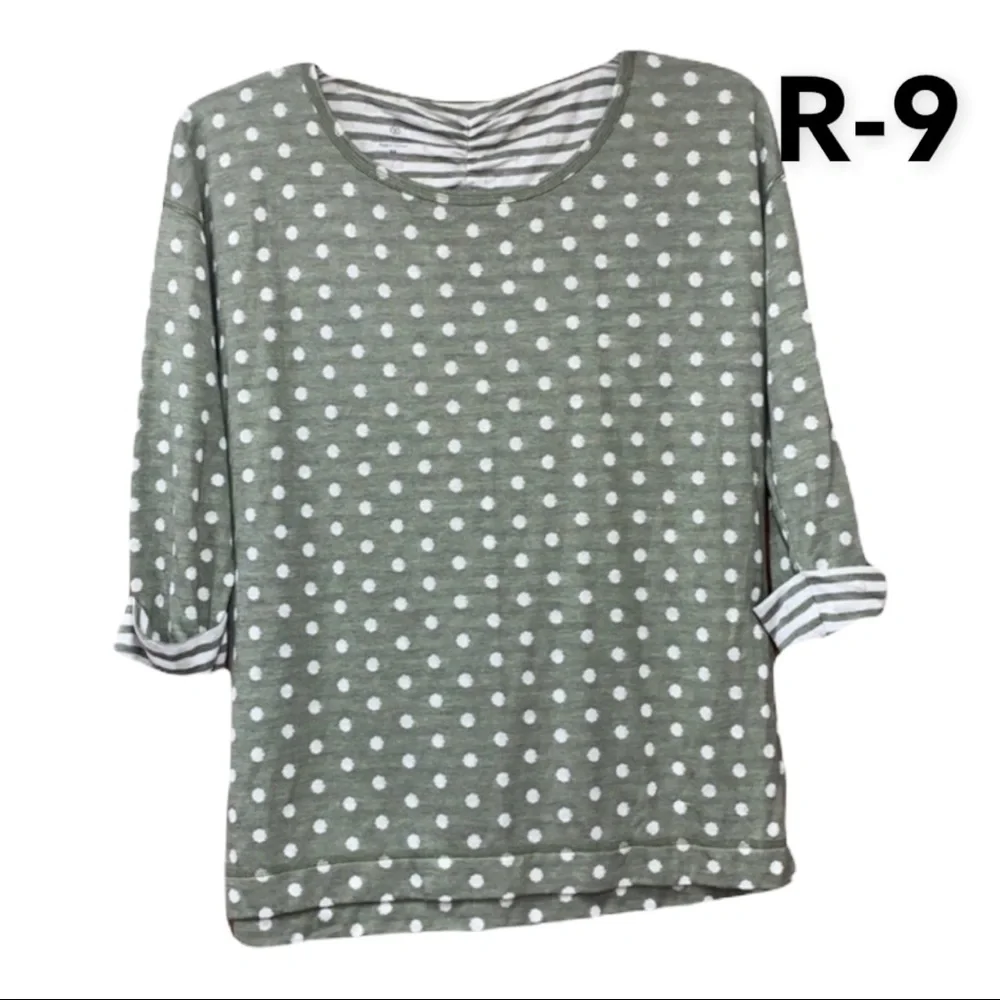 SzM Green/White Cuff Sleeve Top T by Talbots - Picture 1 of 9